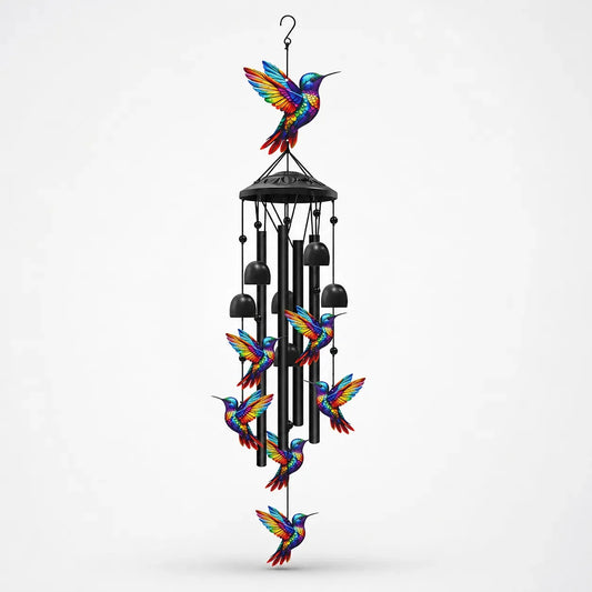 Rainbow Hummingbird Wind Chime for Garden, Patio & Porch