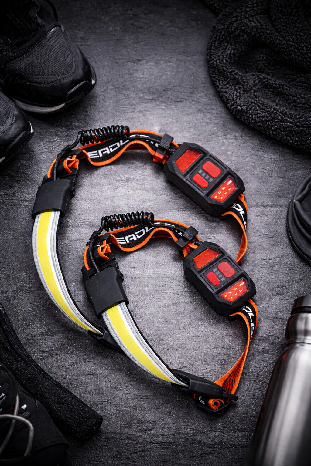 Rechargeable Headlamp 1000 Lumens, 230° Wide Angle, Waterproof, 2-Pack, Orange