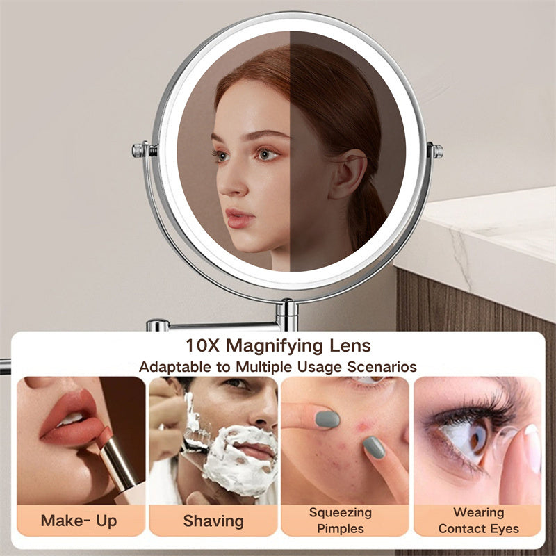 Rechargeable Wall Mounted Shaving Mirror with LED Lights