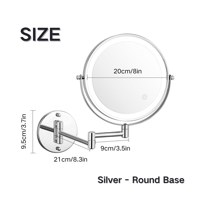 Rechargeable Wall Mounted Shaving Mirror with LED Lights