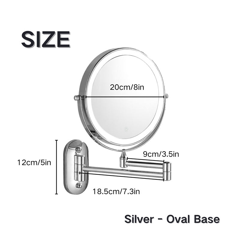 Rechargeable Wall Mounted Shaving Mirror with LED Lights