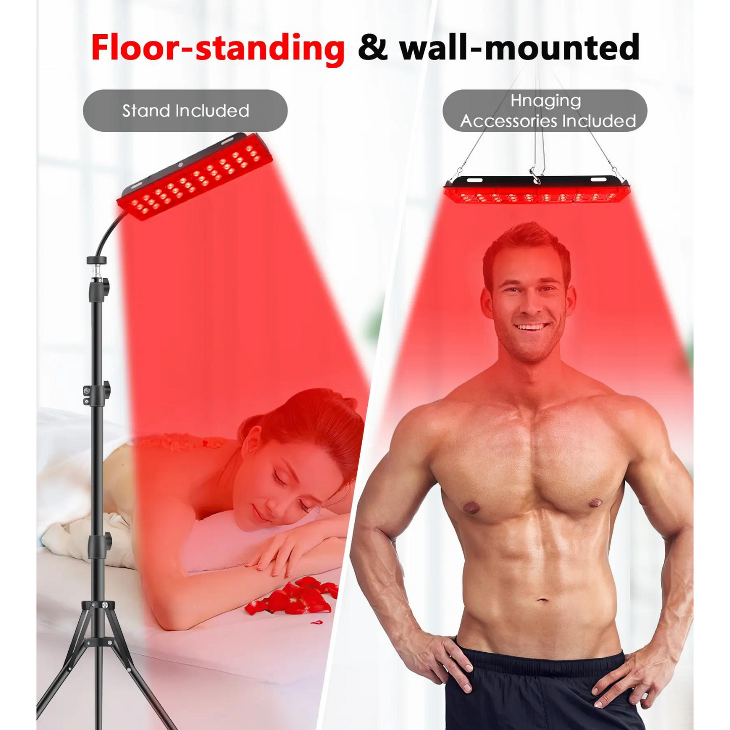 Red Light Therapy Stand Lamp with Adjustable Strip