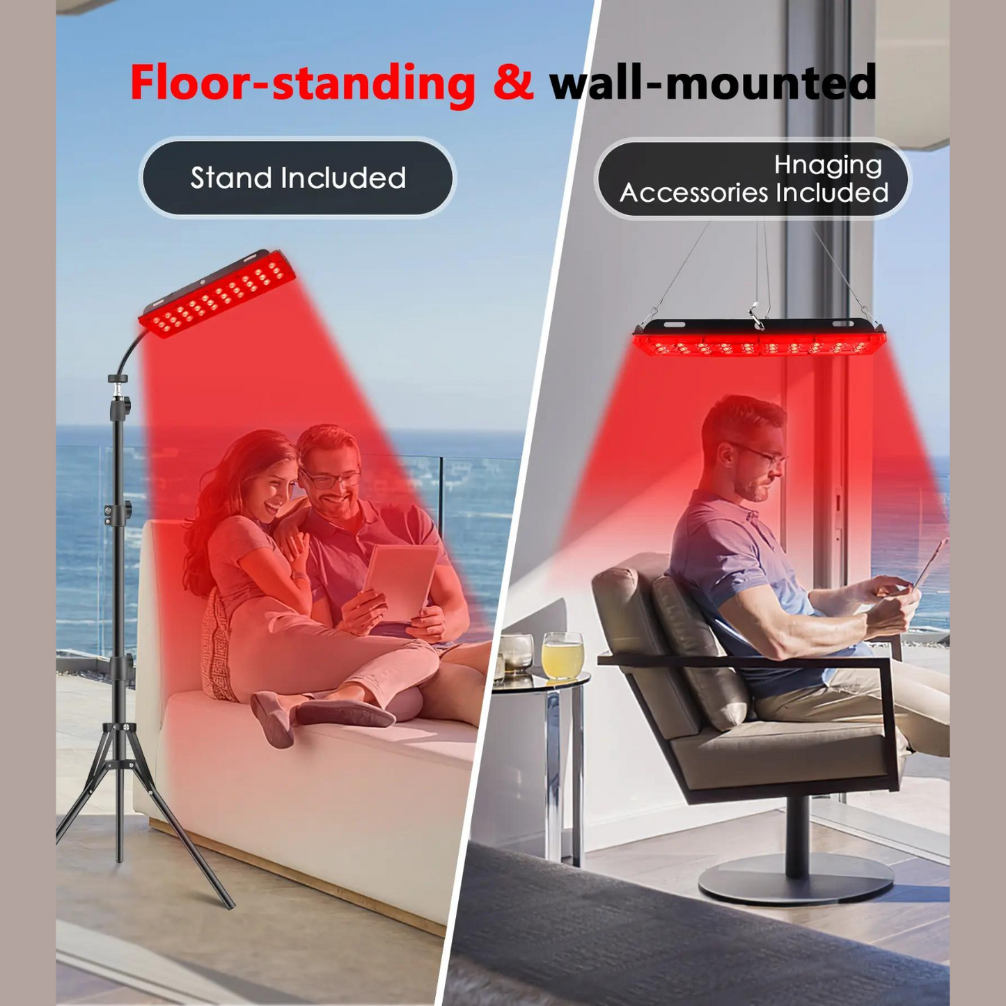 Red Light Therapy Stand Lamp with Adjustable Strip