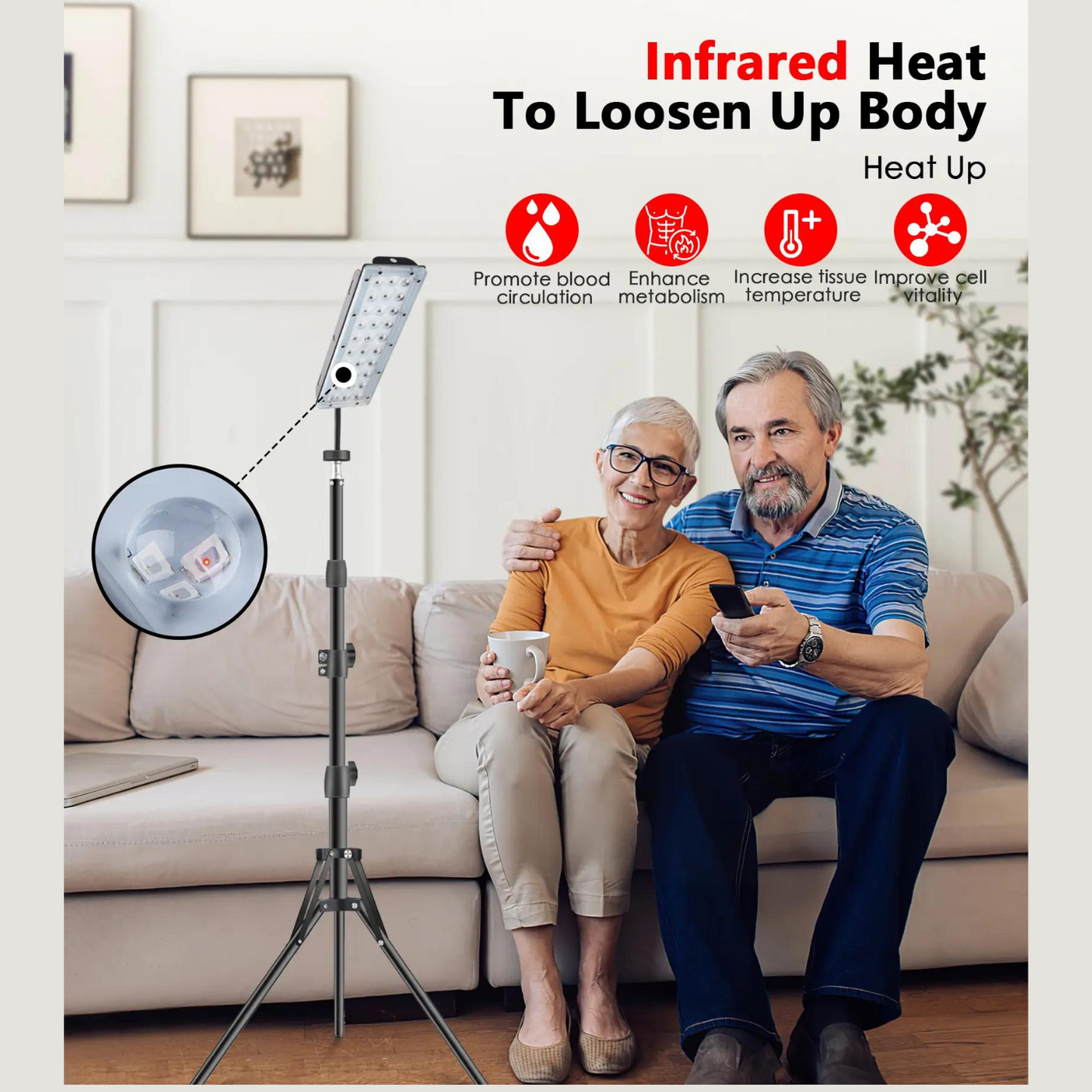 Red Light Therapy Stand Lamp with Adjustable Strip