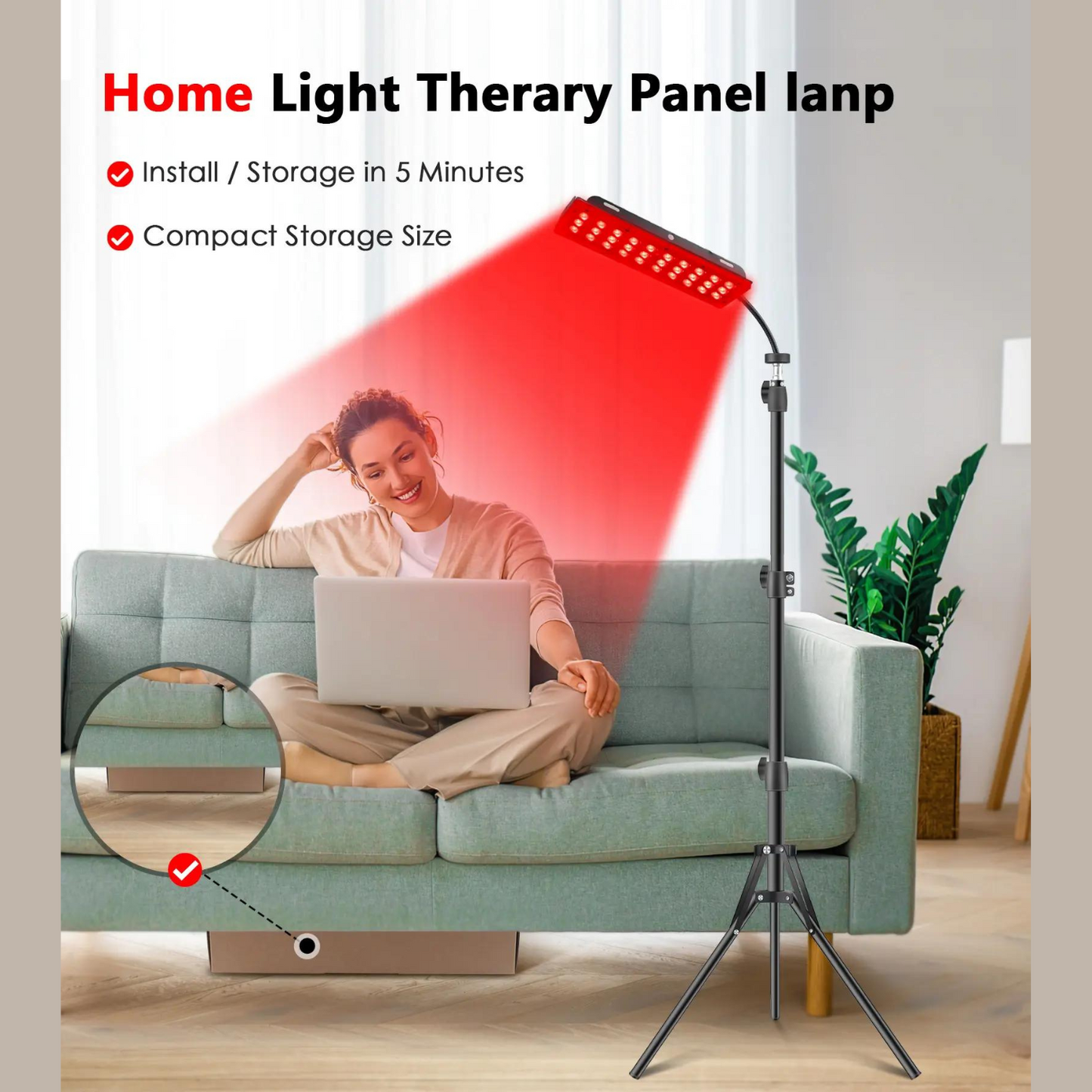 Red Light Therapy Stand Lamp with Adjustable Strip