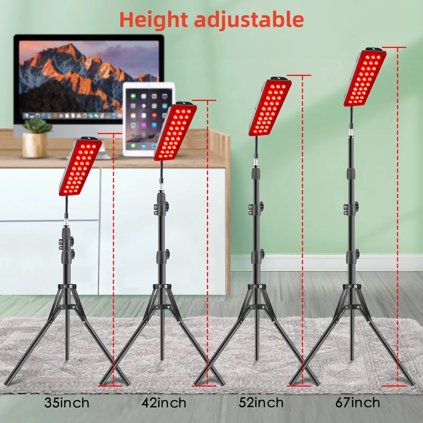Red Light Therapy Stand Lamp with Adjustable Strip