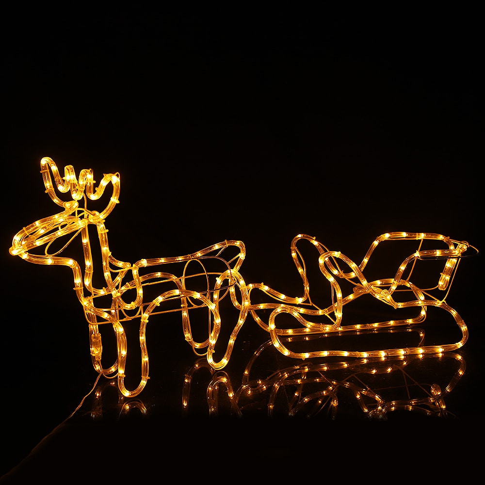 Reindeer and Sleigh with LED Lights - 120 cm