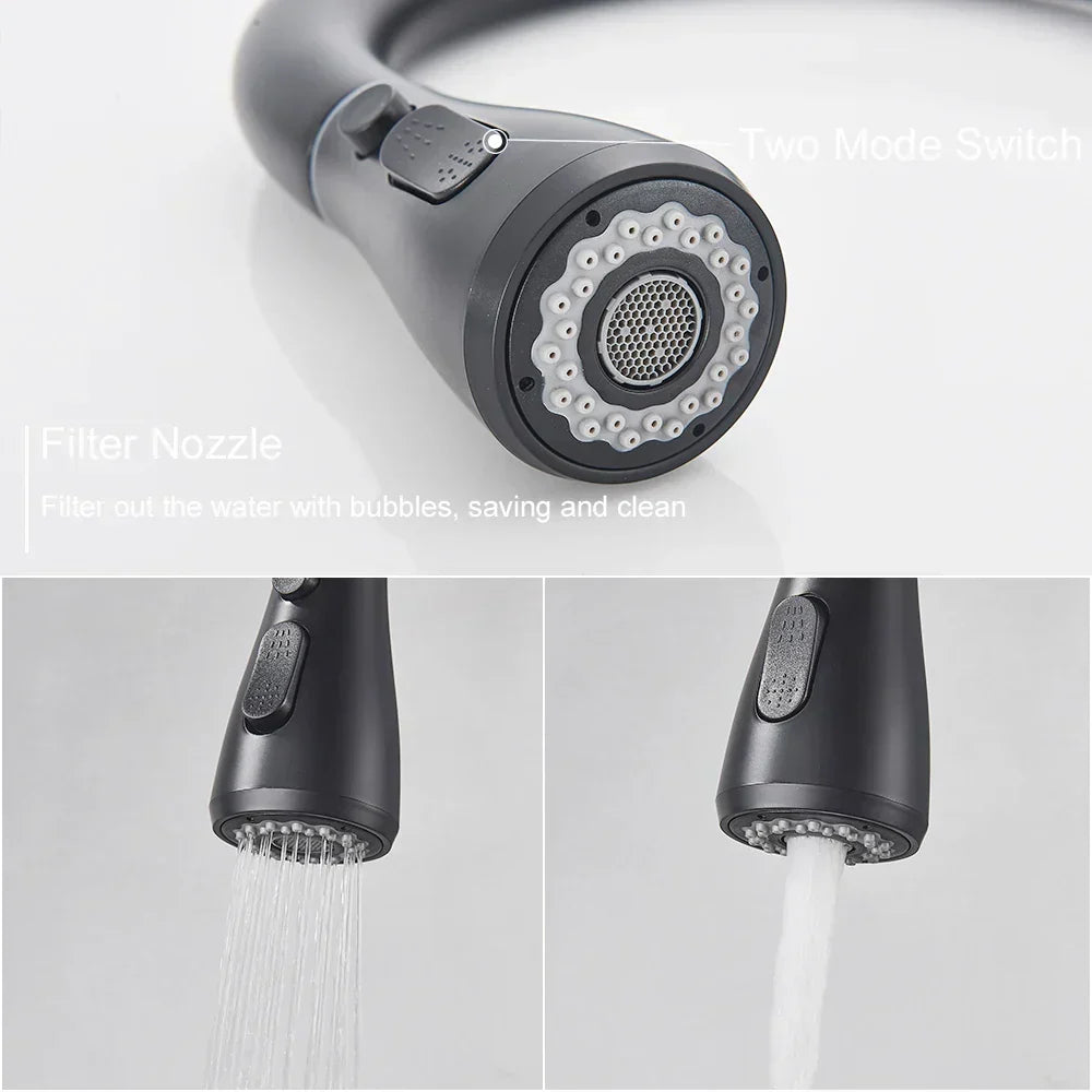 Retractable Faucet with Single Lever Mixer – Flexible Faucet with Shower Function, High Quality Stainless Steel, Ideal for Modern Kitchens, Easy Installation
