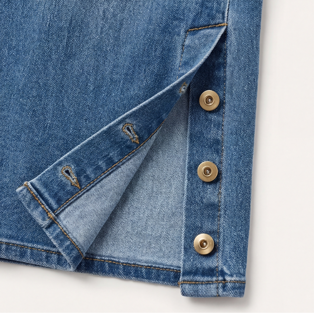 Retro Button Front Wide Leg Jeans