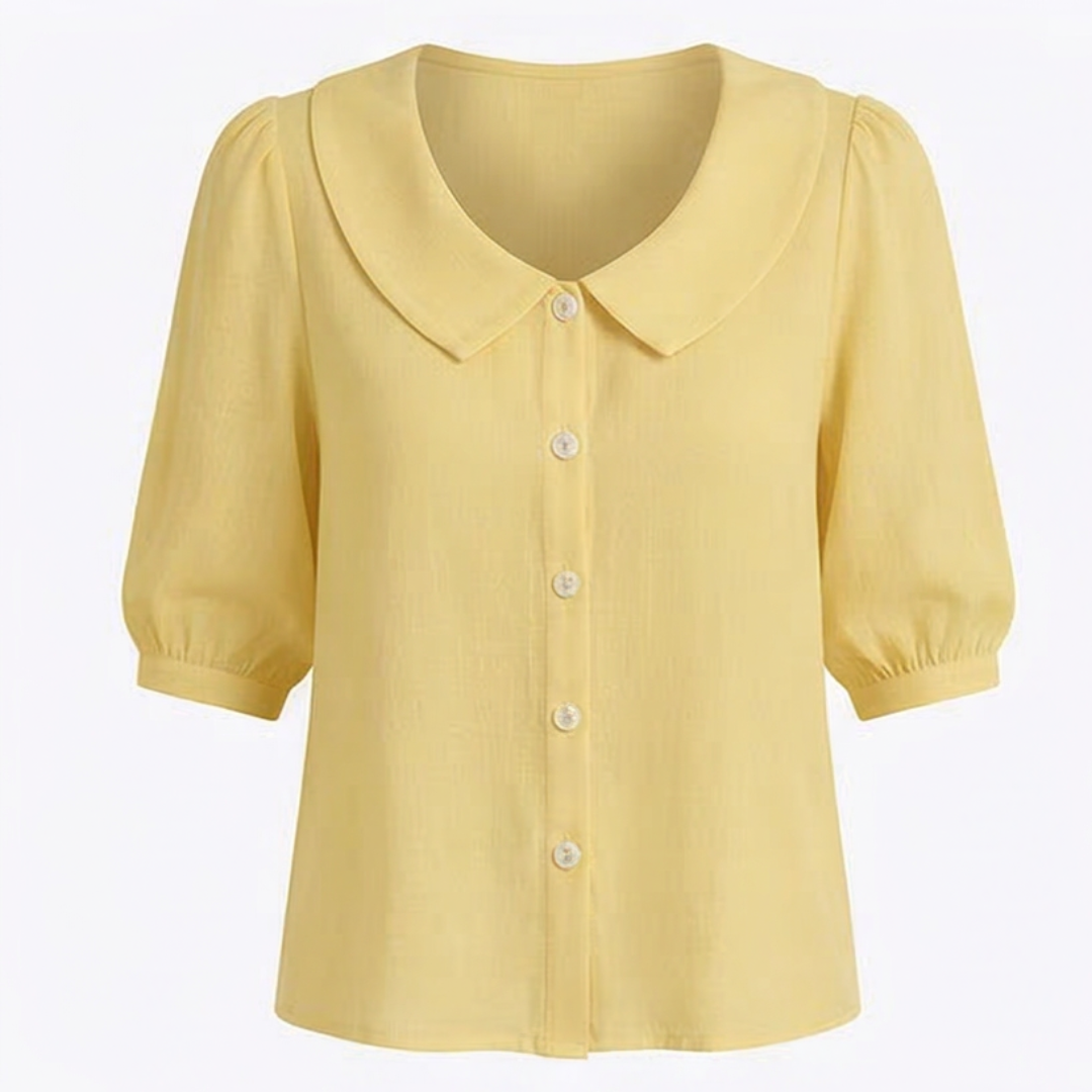 Retro Peter Pan Collar Button Up Blouse