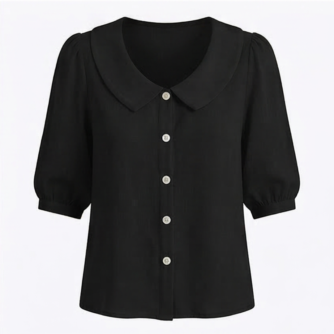Retro Peter Pan Collar Button Up Blouse