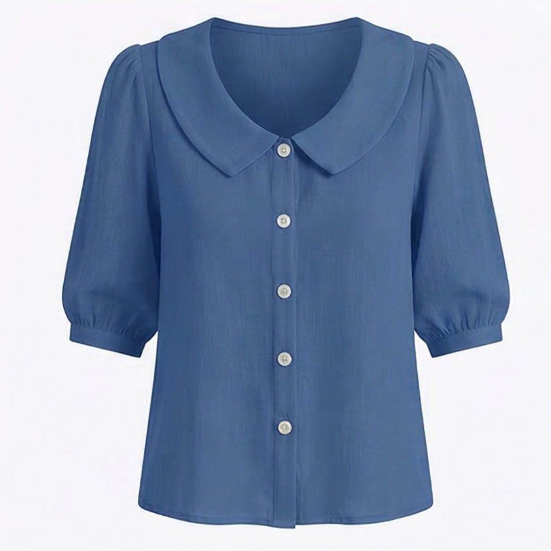 Retro Peter Pan Collar Button Up Blouse