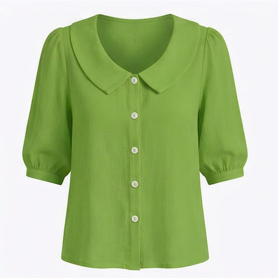 Retro Peter Pan Collar Button Up Blouse
