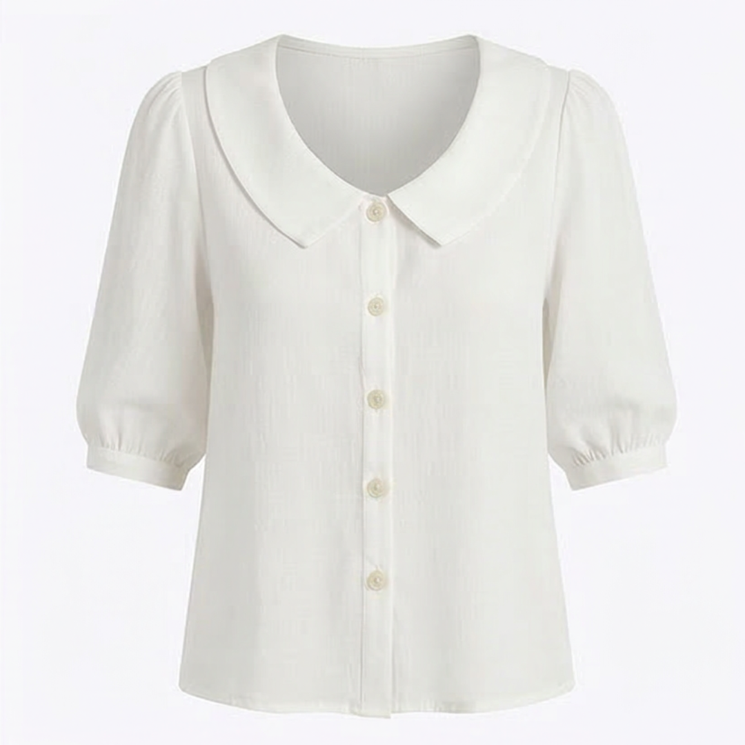Retro Peter Pan Collar Button Up Blouse