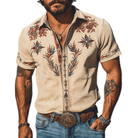 Retro Western Embroidered Short Sleeve Shirt