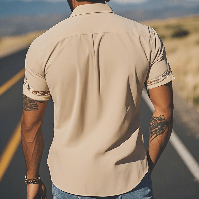 Retro Western Embroidered Short Sleeve Shirt