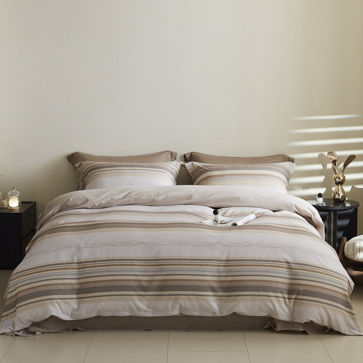 Reversible Cotton Sateen Bedding Set with Watercolor Tree Print
