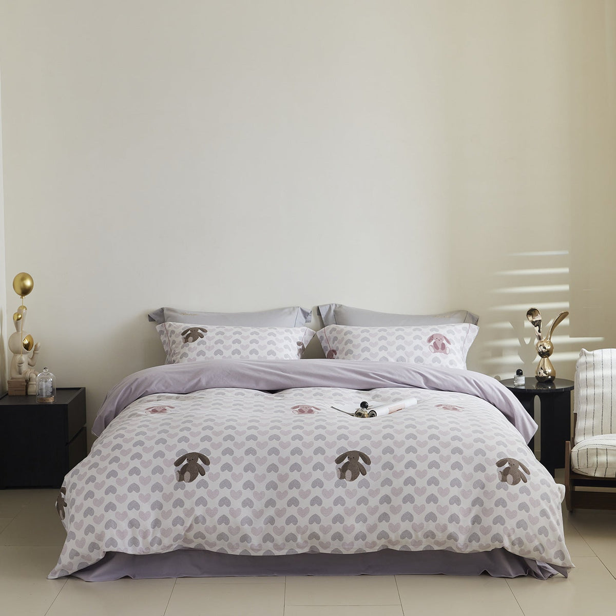 Reversible Cotton Sateen Bedding Set with Watercolor Tree Print