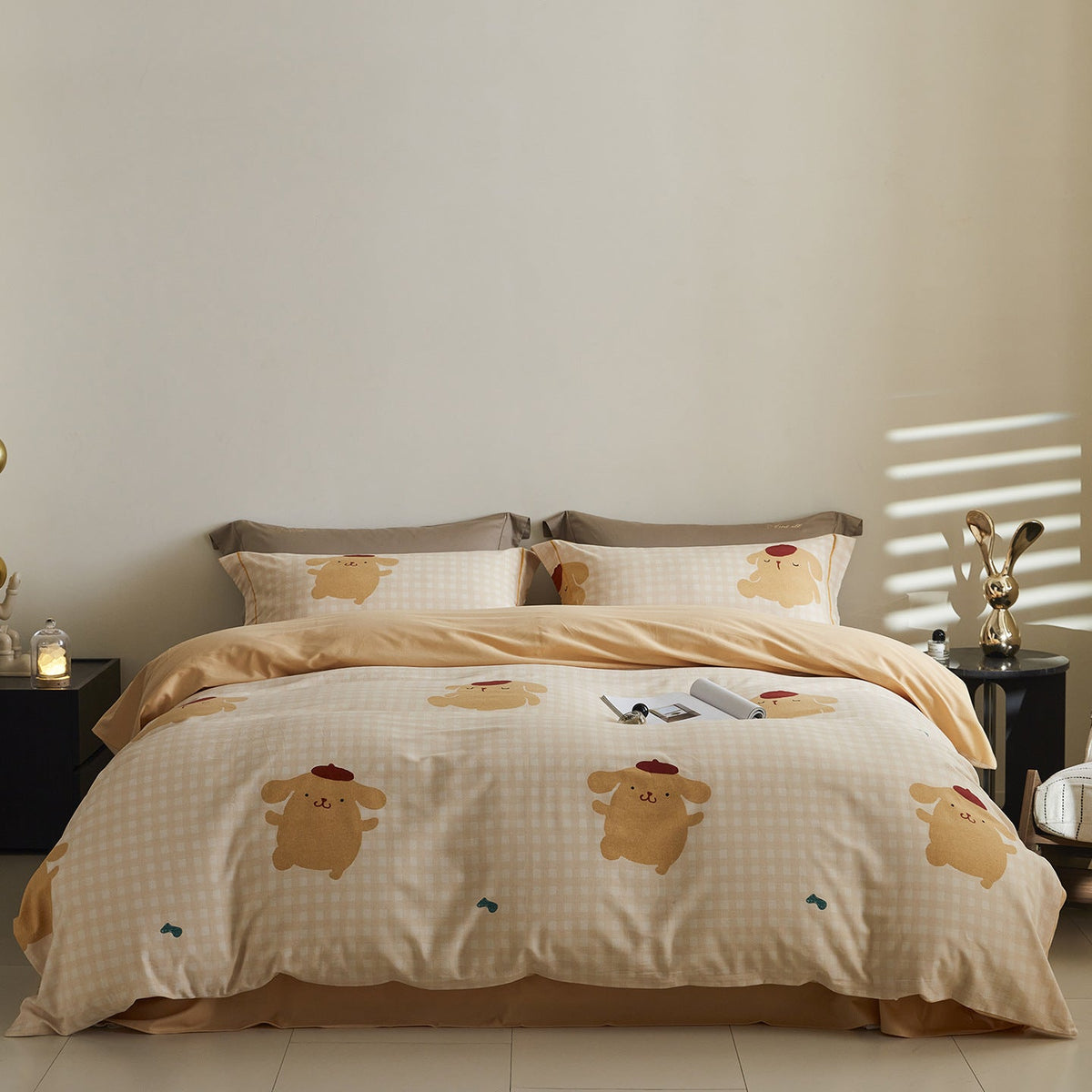 Reversible Cotton Sateen Bedding Set with Watercolor Tree Print