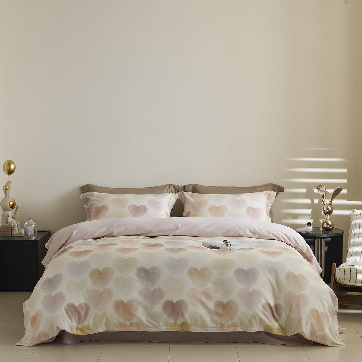 Reversible Cotton Sateen Bedding Set with Watercolor Tree Print