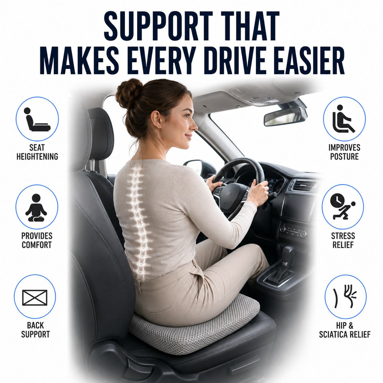 RideLift Breathable Honeycomb Seat Cushion
