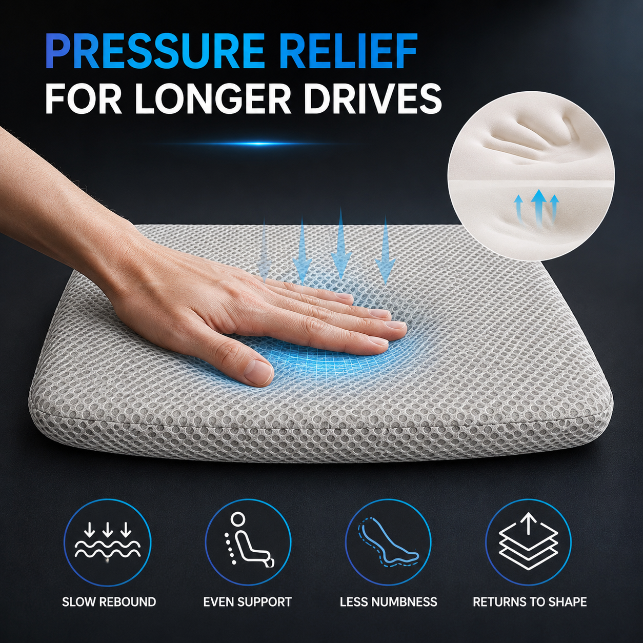 RideLift Breathable Honeycomb Seat Cushion