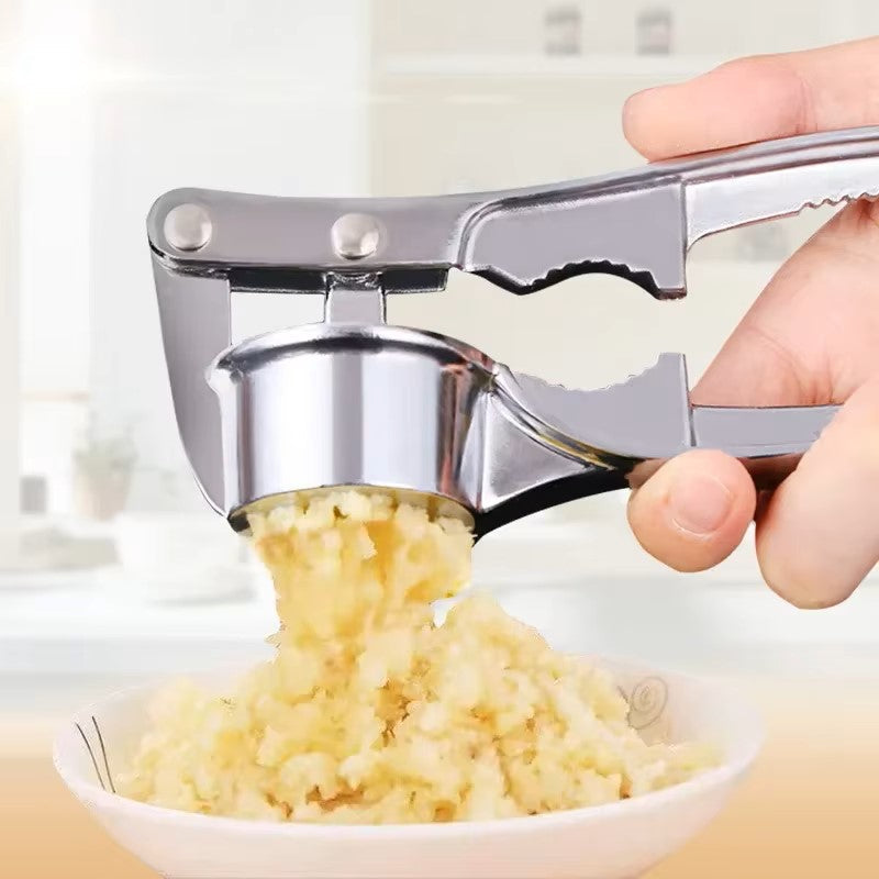 Robust garlic press made of stainless steel