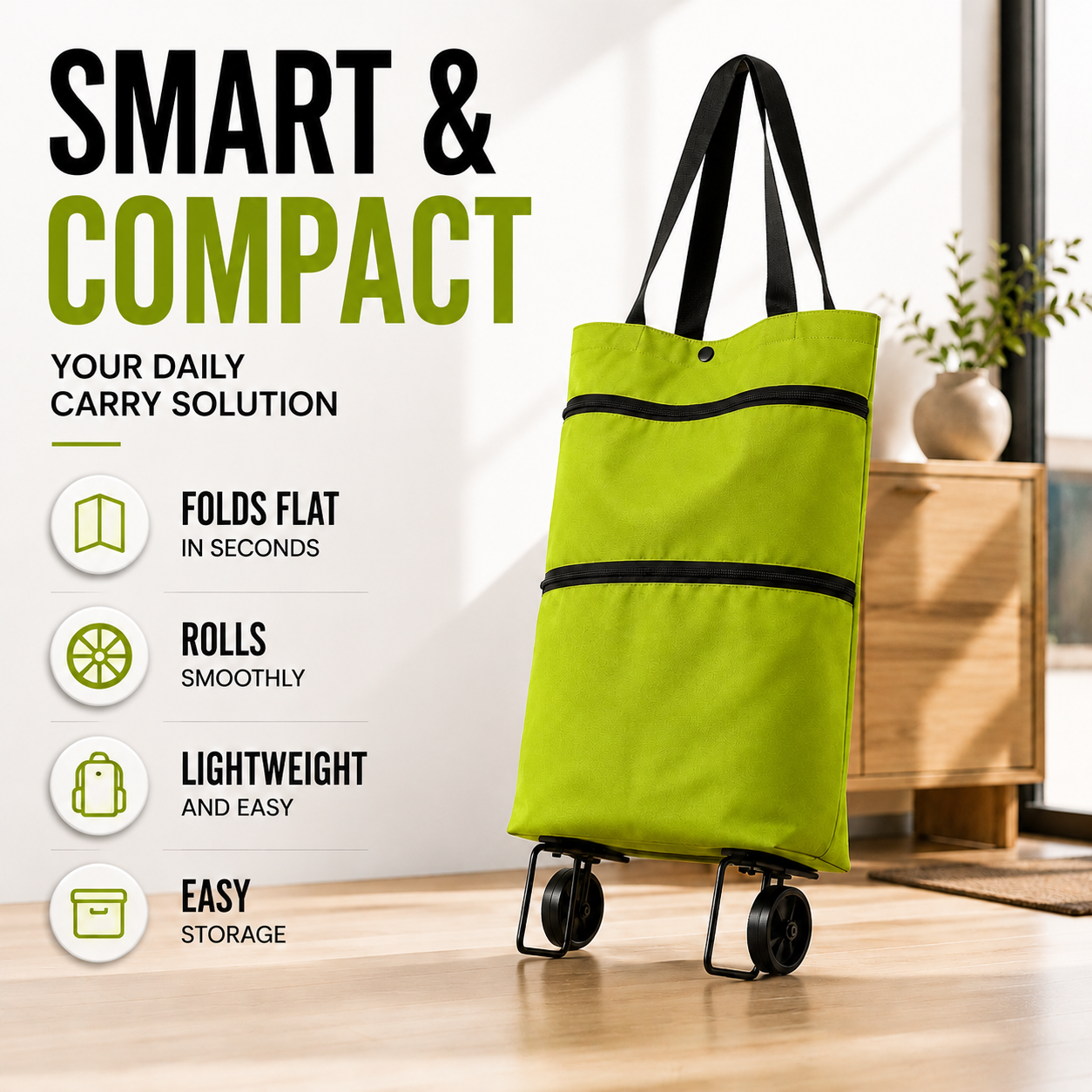 Rollpack Foldable Wheeled Shopping Hand Cart