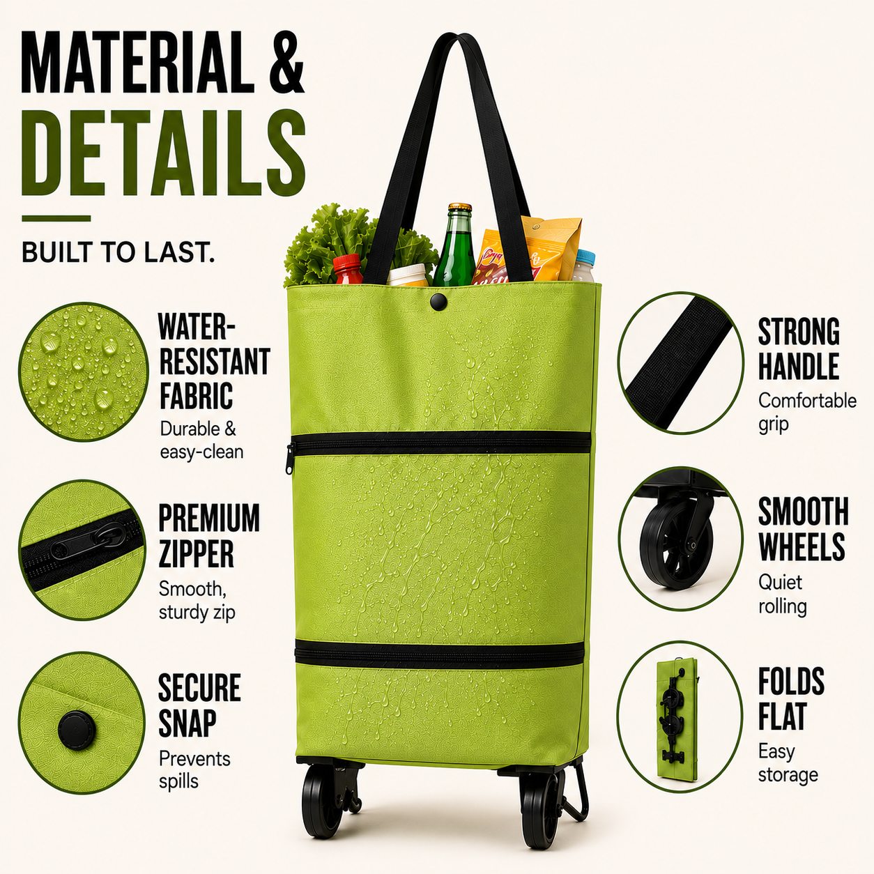 Rollpack Foldable Wheeled Shopping Hand Cart