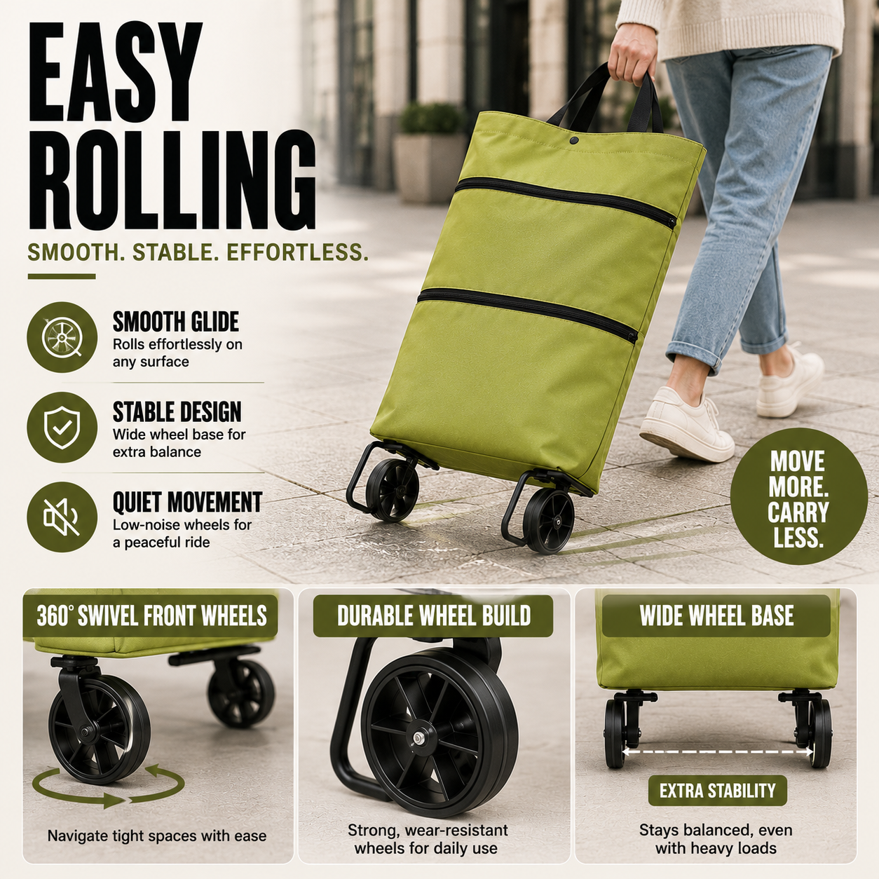 Rollpack Foldable Wheeled Shopping Hand Cart