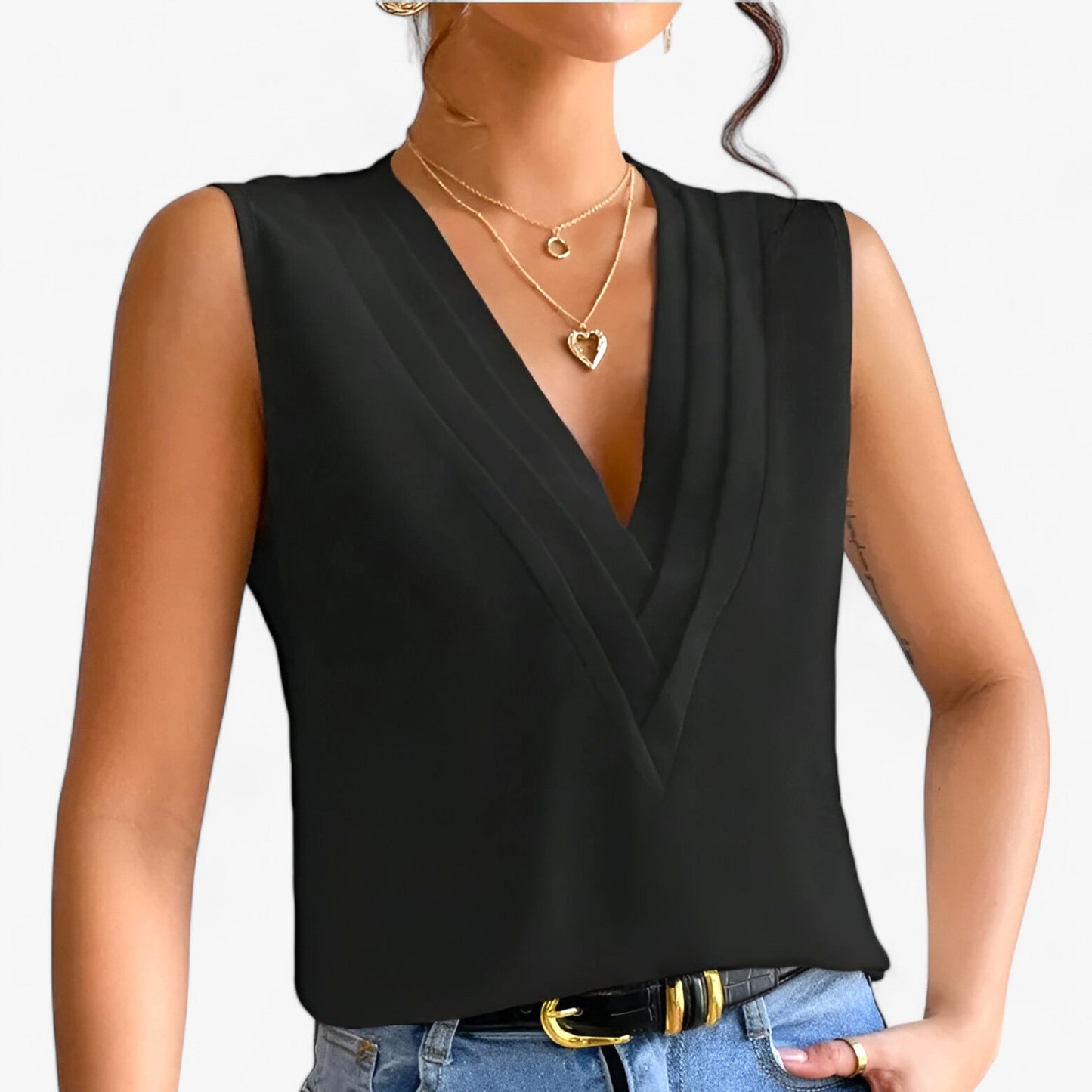 Rosalie Blouse V-neck Women - Sleeveless, Stylish, Comfortable