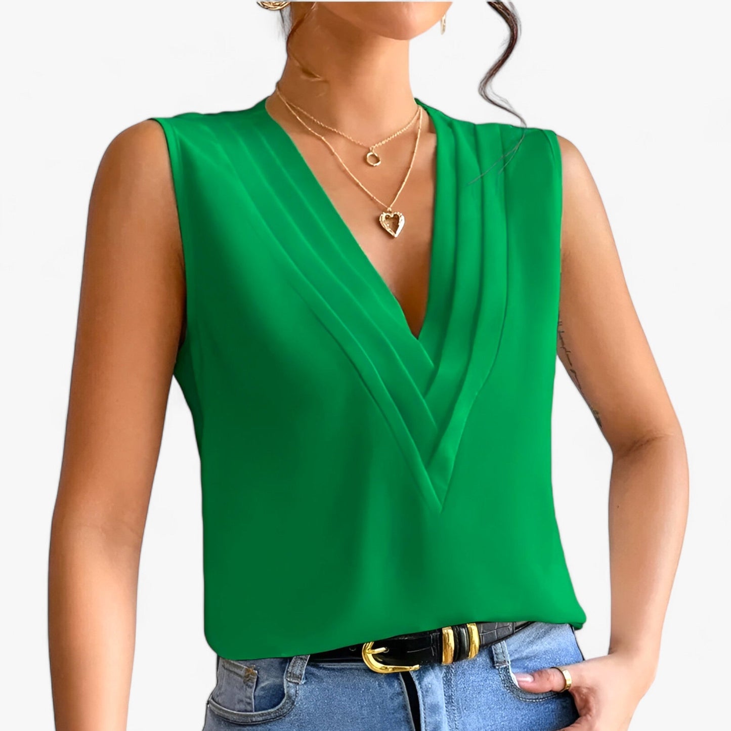 Rosalie Blouse V-neck Women - Sleeveless, Stylish, Comfortable