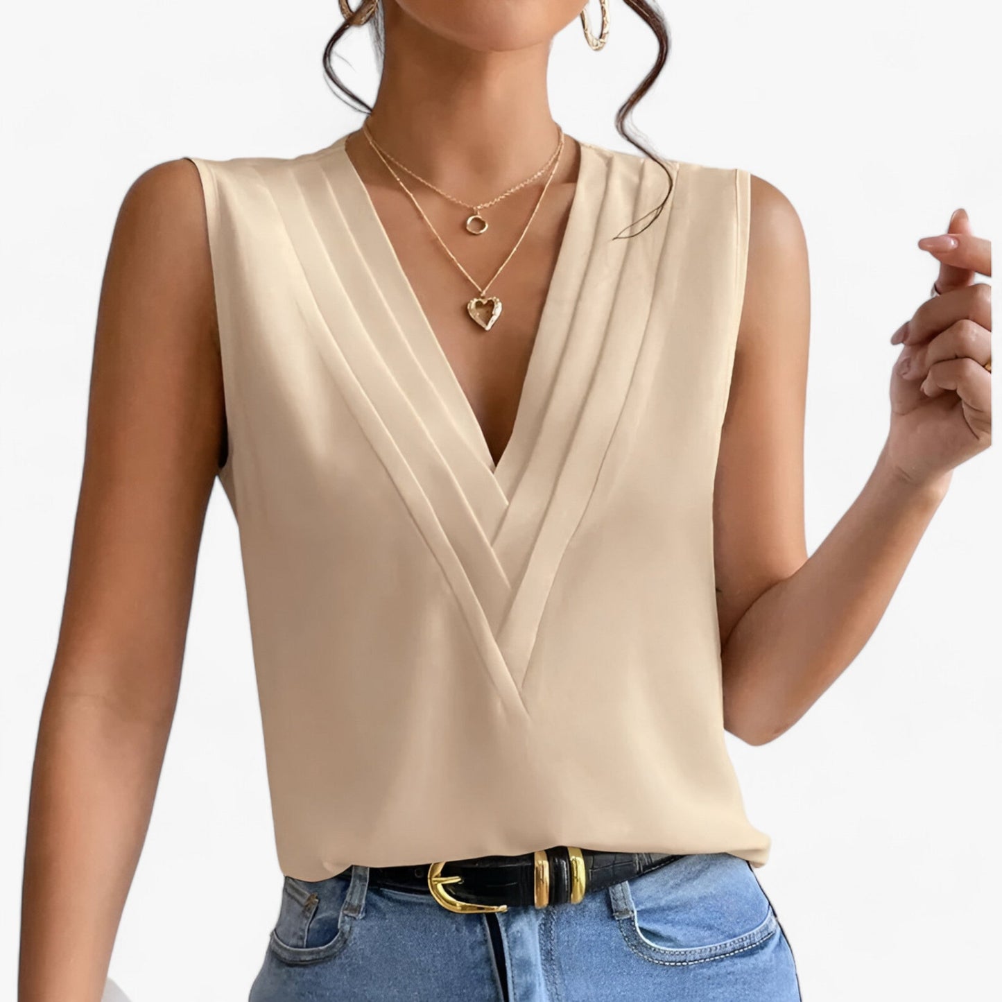 Rosalie Blouse V-neck Women - Sleeveless, Stylish, Comfortable