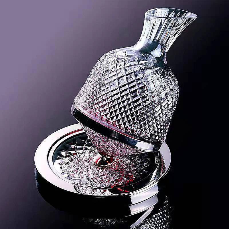 Rotating Crystal Decanter at a High Level – luxurious and elegant design – rotation function for better aeration – ideal for whisky and other spirits – made of high-quality crystal – unique addition to the table