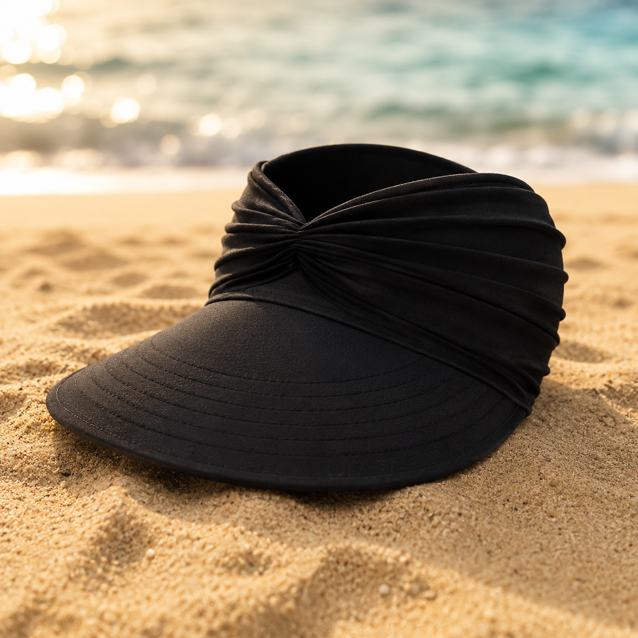 Ruched UPF 50+ Sun Visor, Packable Wide Brim