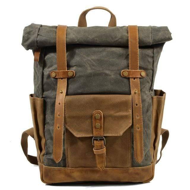 Rugged Vintage Canvas Leather Backpack