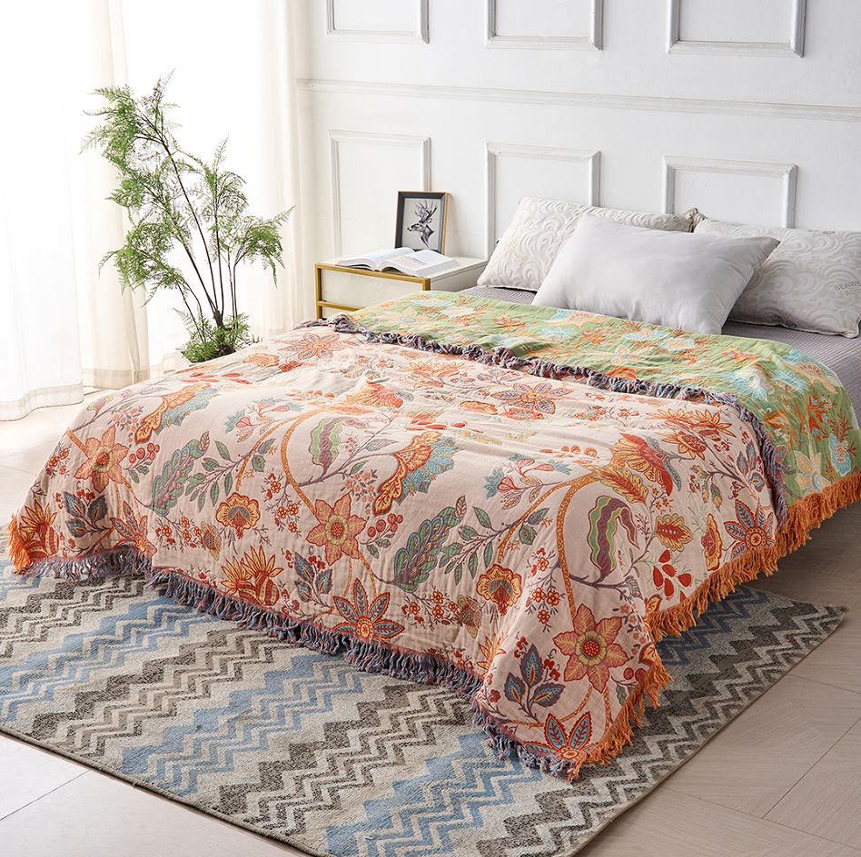 Rustic Floral Boho Blanket