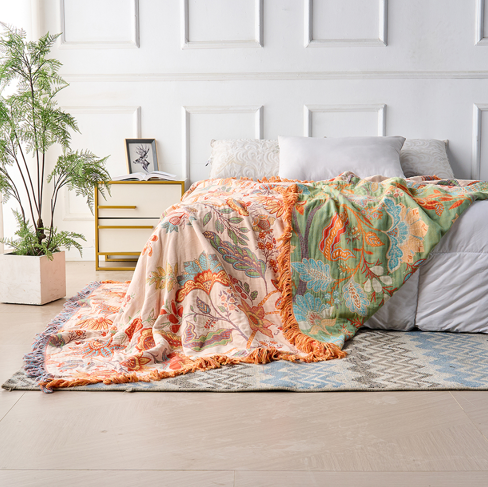 Rustic Floral Boho Blanket
