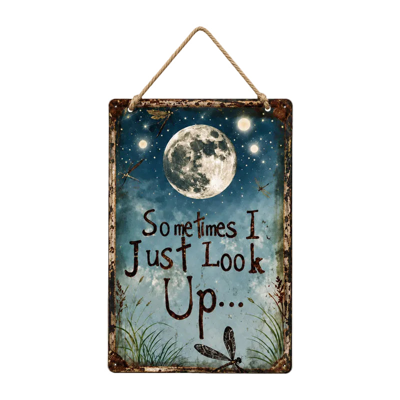 Rustic Moon Metal Sign for Porch and Garden