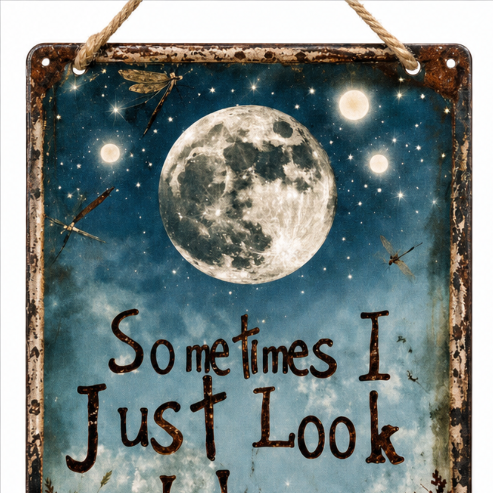 Rustic Moon Metal Sign for Porch and Garden