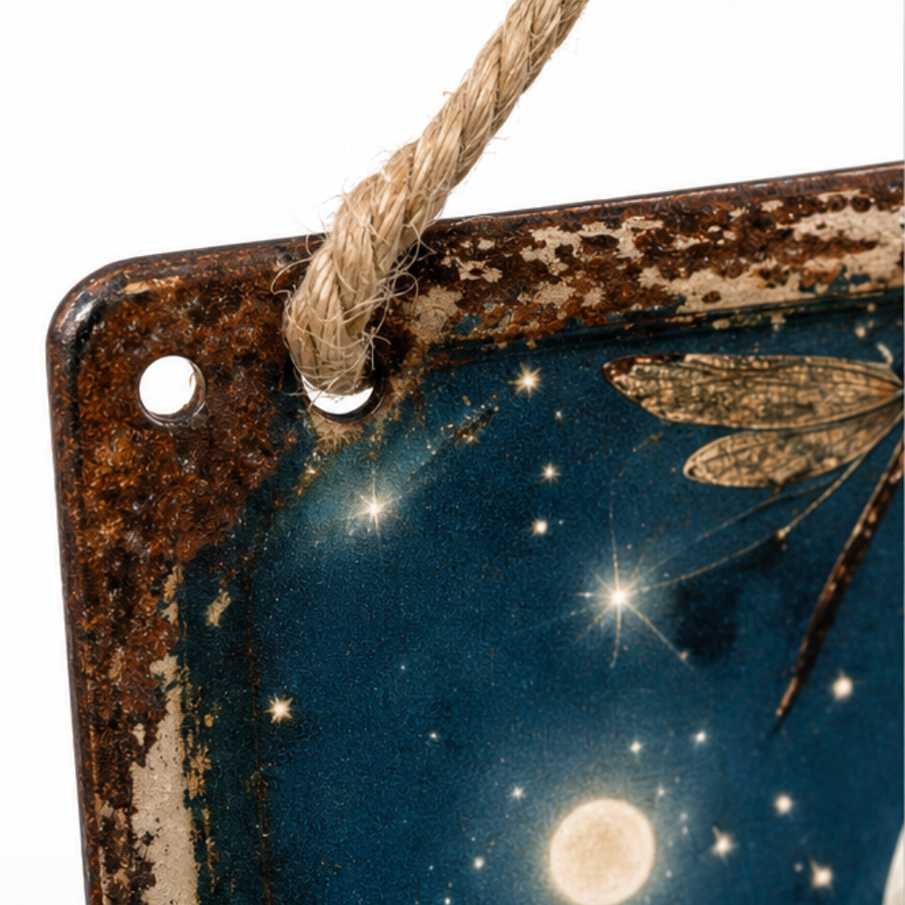 Rustic Moon Metal Sign for Porch and Garden