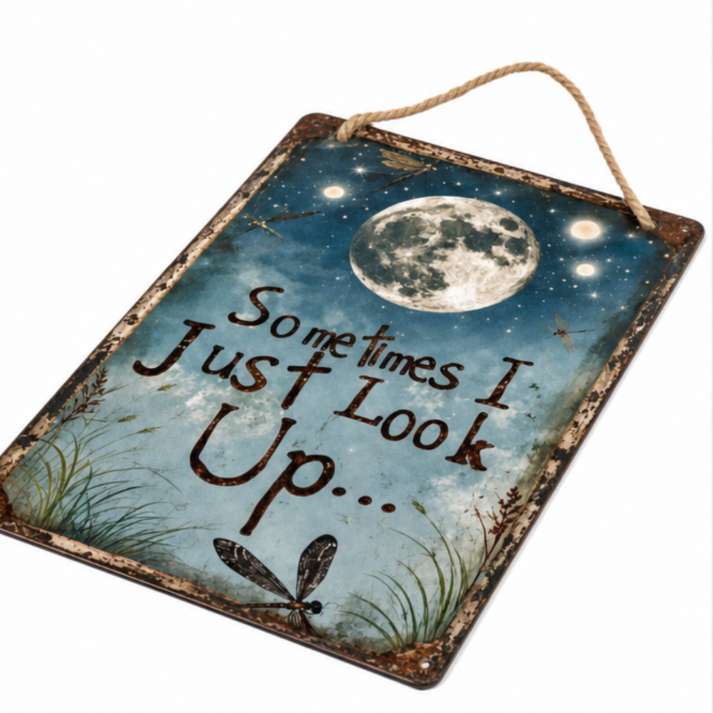 Rustic Moon Metal Sign for Porch and Garden