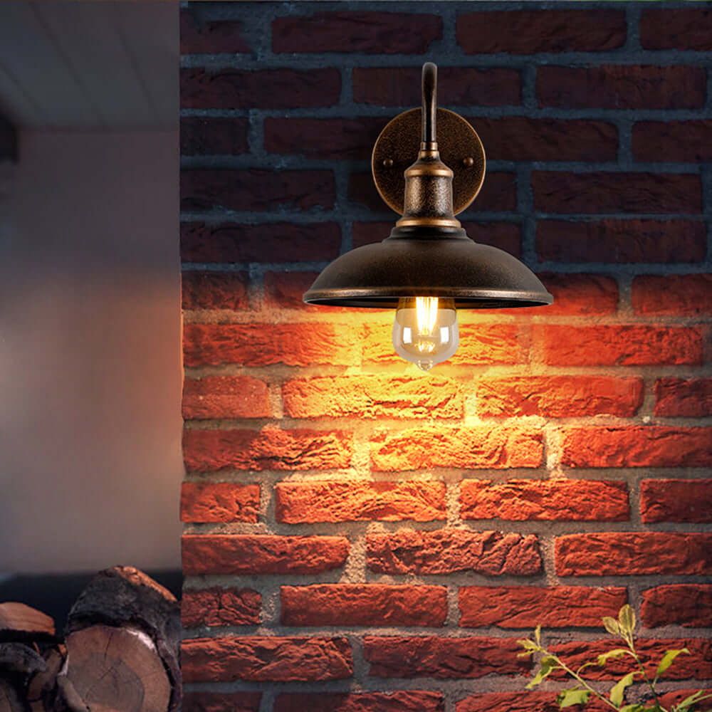 Rustic Outdoor Wall Lamp Antique Brass IP65