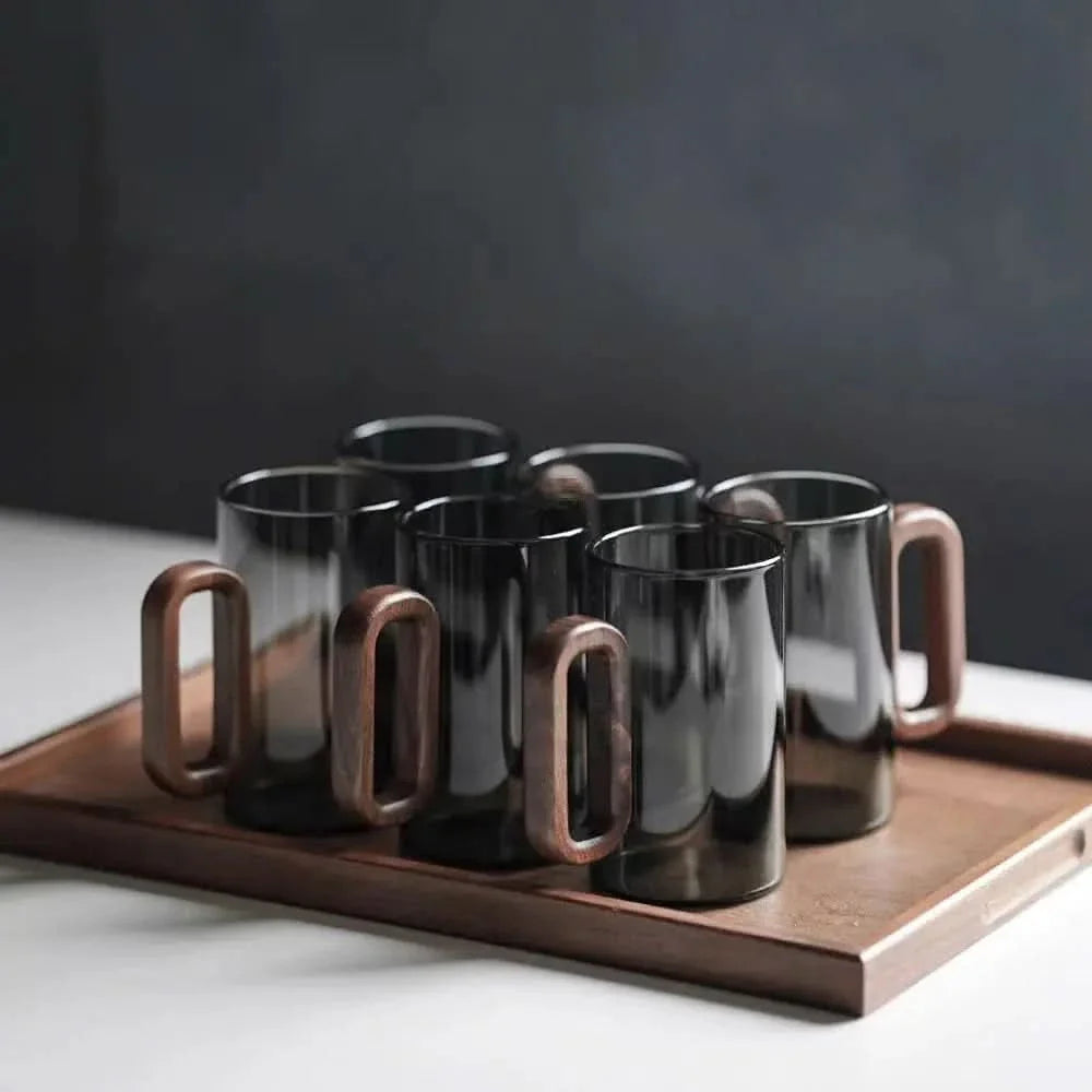 Rustic Wooden Handle Heat-Resistant Glass Mug – 350ml