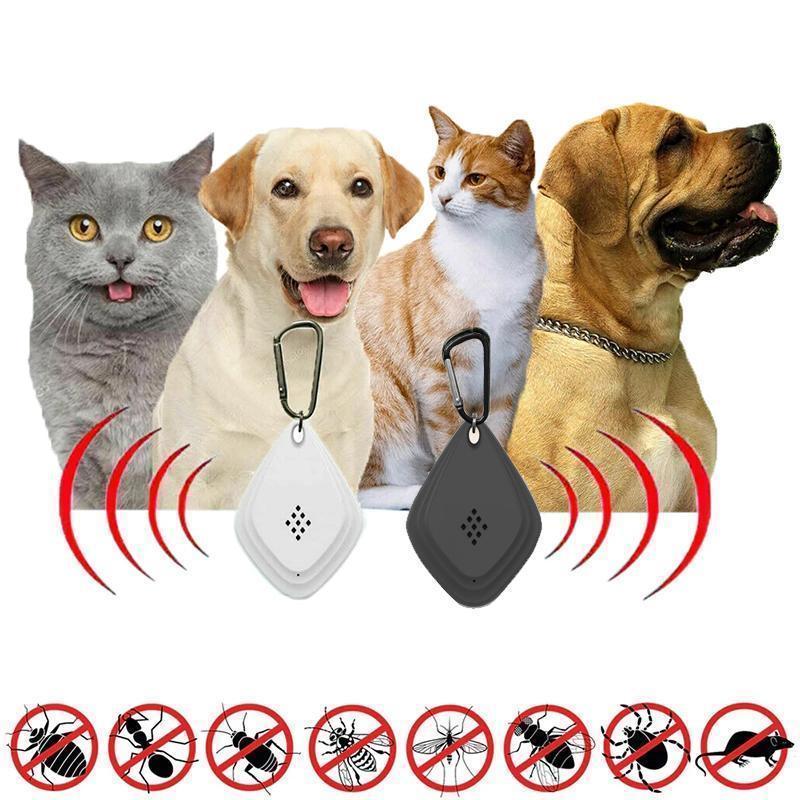 Safe Ultrasonic Tick Protection for Pets in White and Black