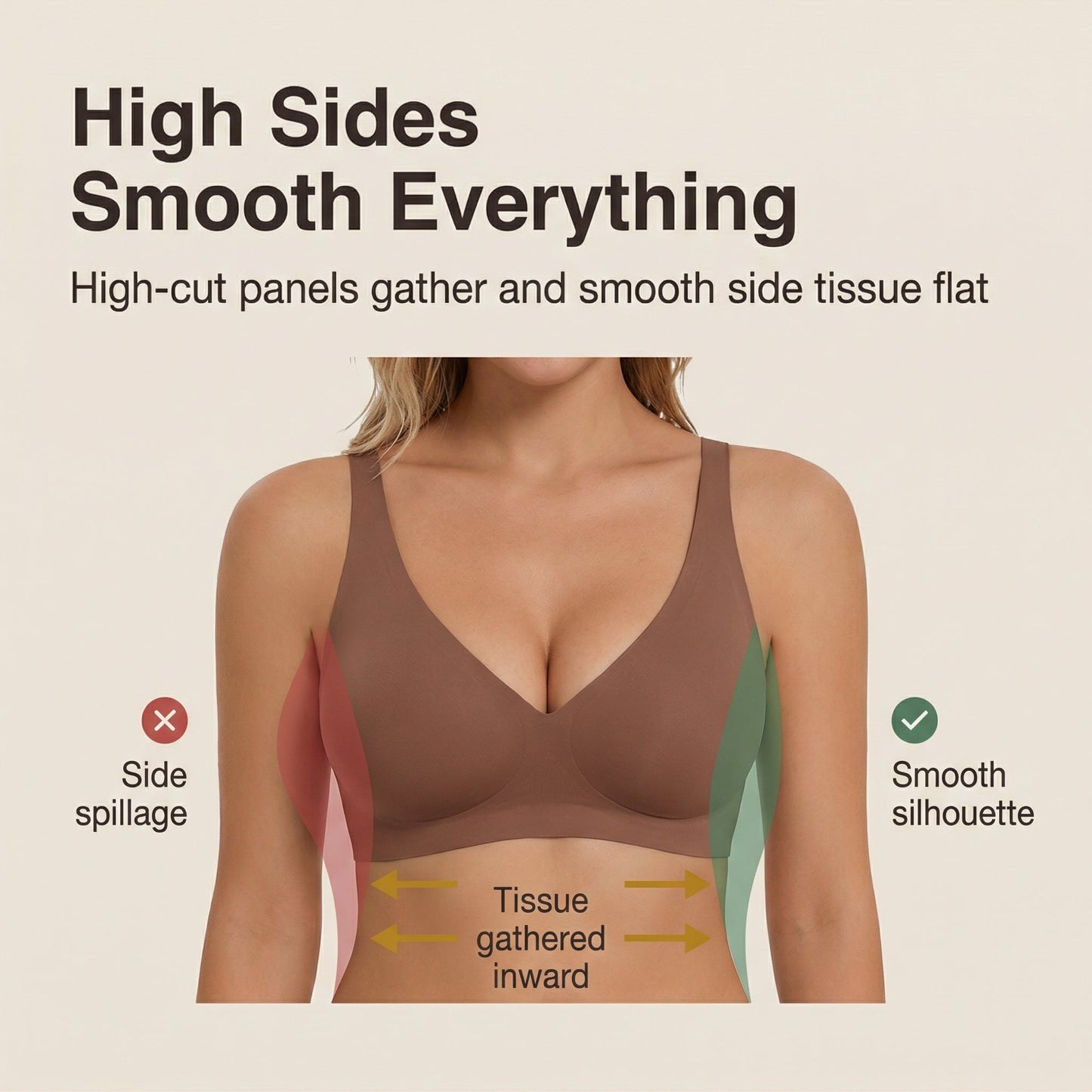 Seamless Deep V Wireless Lift Bra