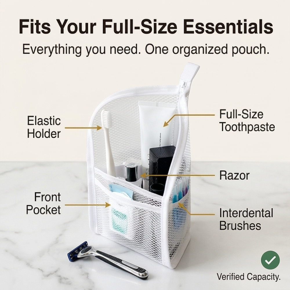 Self Standing Travel Toiletry Pouch