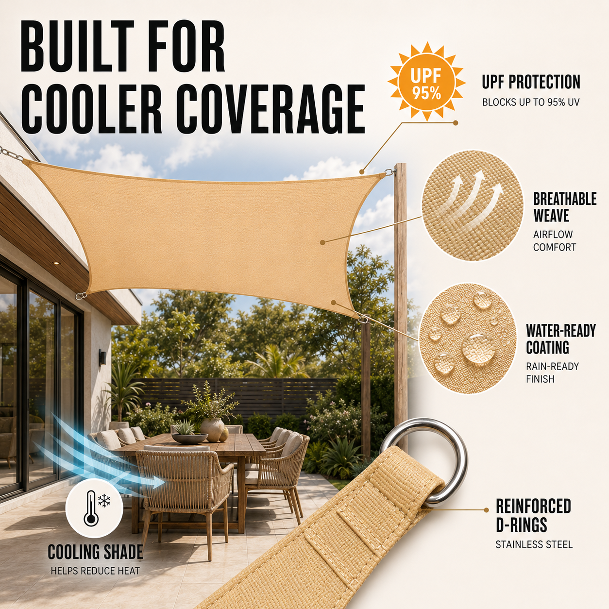 Shadeara Rectangular Sun Shade Canopy