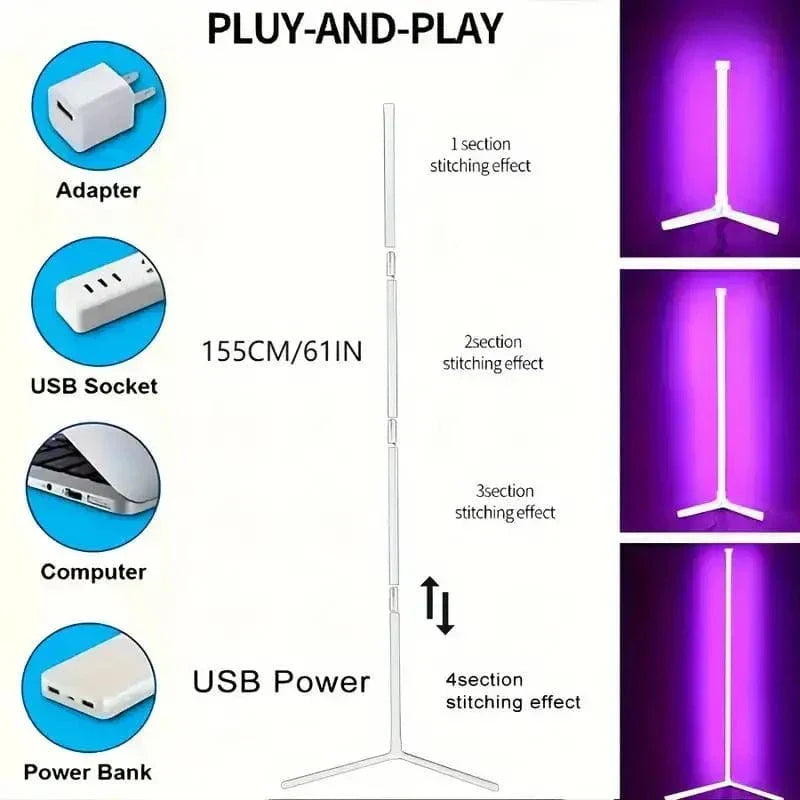 Sleek RGB Corner Lamp with Remote Control - Modern Lighting