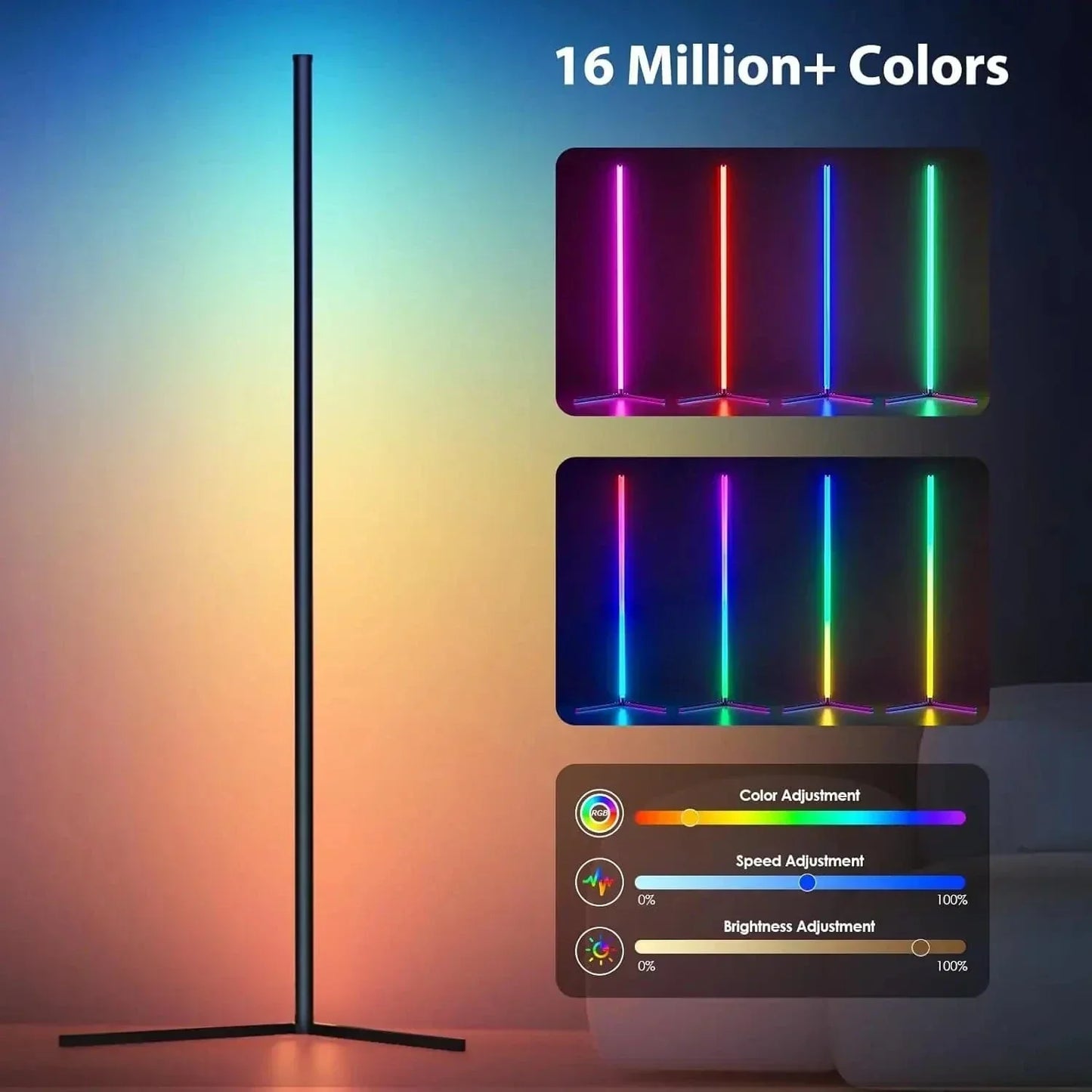 Sleek RGB Corner Lamp with Remote Control - Modern Lighting